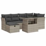 vidaXL Salon de jardin avec coussins 7 Pièces gris clair résine tressée