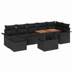 vidaXL Ensemble de canapé de jardin 8 Pièces Noir Poly rotin