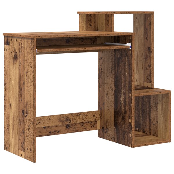 vidaXL Bureau d'ordi marron Bois ancien Bois d'ingénierie Taille moyenne
