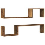 vidaXL Étagères murales 2 Pièces vieux bois 100x15x20cm bois d'ingénierie