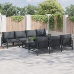 vidaXL Ensemble de canapé de jardin avec coussin avec oreiller 8 Pièces Anthracite