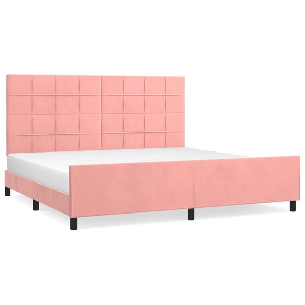 vidaXL Cadre de lit avec tête de lit Rose 200x200 cm Velours