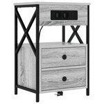 vidaXL Cabinet de chevet avec tiroir 2 Pièces Sonoma gris 40 x 31 x 60 cm