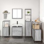 vidaXL Ensemble de mobilier de salle de bain avec étagère 5 Pièces Gris