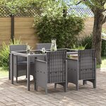 vidaXL Chaises de jardin avec coussins 4 Pièces gris clair en poly rattan
