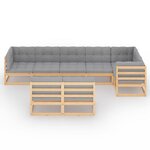 vidaXL Salon de jardin 8 Pièces avec coussins Bois de pin massif
