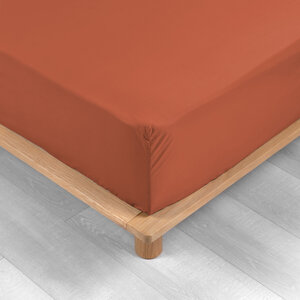 Drap Housse 2 Personnes 140x190 cm Percale Terracotta