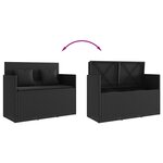 vidaXL Banc de jardin avec coussins noir résine tressée
