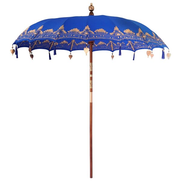 vidaXL Parasol balinais Bleu (210-220) x 260 cm Coton et bois massif