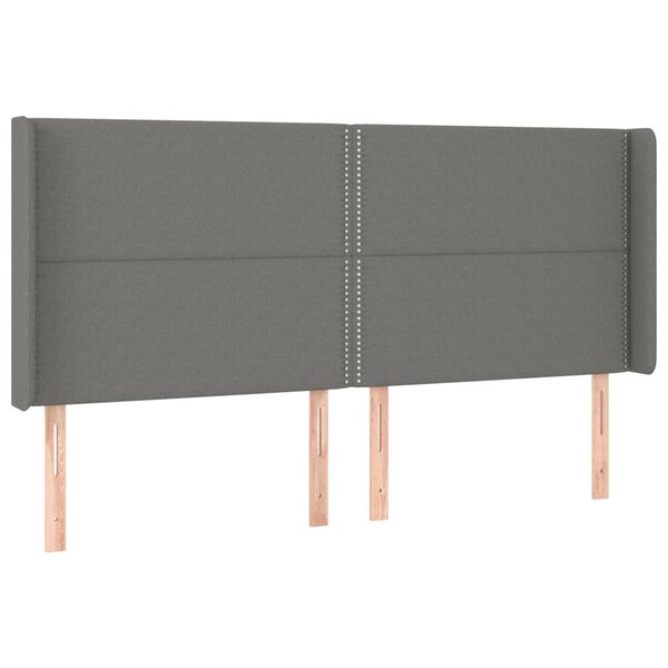 vidaXL Tête de lit avec oreilles Gris foncé 203x16x118/128 cm Tissu