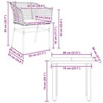 vidaXL Ensemble à manger jardin coussins 3Pièces marron poly rotin verre