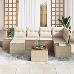 vidaXL Ensemble de canapé de jardin 7 Pièces Beige et blanc