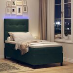 vidaXL Lit à ressort LED avec matelas Vert foncé 90 x 200 cm tissu