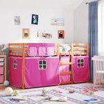 vidaXL Lit superposé avec rideaux rose 75x190 cm bois pin massif