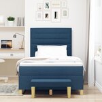 vidaXL Lit à Sommier avec Matelas & Banc Bleu 120x190 cm Tissu