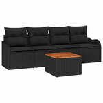 vidaXL Ensemble de canapé de jardin avec coussin 5 Pièces Noir