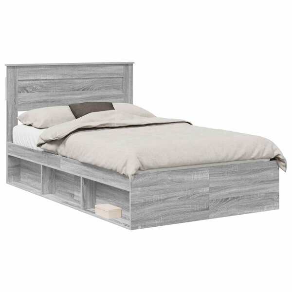 vidaXL Cadre de lit avec matelas Gris Sonoma 120 x 190 cm Pin massif