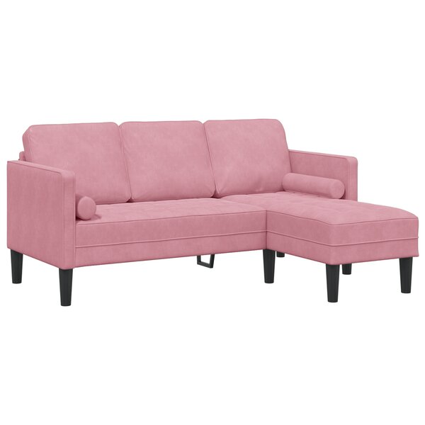 vidaXL Canapé 3 places avec chaise L en velours rose clair de 160 cm