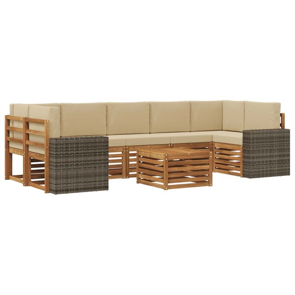 vidaXL Ensemble de canapés d'extérieur 8 Pièces Naturel et Beige