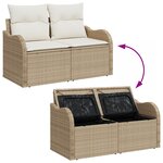 Ensemble de 7 pièces de canapés de jardin avec coussins Rotin poly brun