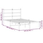 vidaXL Cadre de lit métal sans matelas et tête de lit blanc 120x200 cm