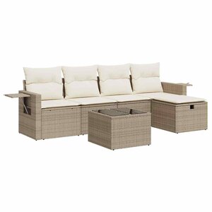 vidaXL Salon de jardin avec coussins 6 Pièces beige résine tressée
