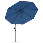 vidaXL Parasol déporté avec lumières LED Bleu azuré 350 cm