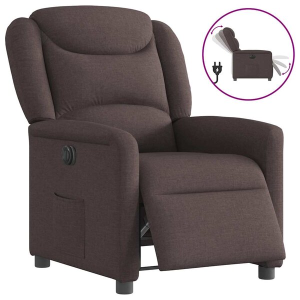 vidaXL Fauteuil inclinable électrique Marron foncé Tissu