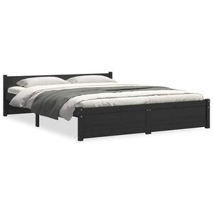 vidaXL Cadre de lit sans matelas noir bois massif 150x200 cm