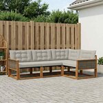 vidaXL Ensemble de canapés d'extérieur 4 Pièces Naturel et gris clair