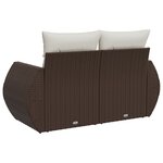 vidaXL Canapé de jardin avec coussins 2 places marron résine tressée