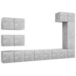 vidaXL Ensemble de meubles TV 8 Pièces Gris béton Bois d'ingénierie