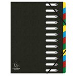 Trieur Harmonika® À Fenêtres Avec Élastiques Véritable Carte Lustrée 12 Compartiments - Noir - X 6 - Exacompta