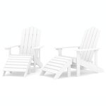 vidaXL Chaises de jardin Adirondack 2 Pièces avec repose-pieds PEHD Blanc