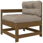 vidaXL Salon de jardin 3 Pièces avec coussins marron miel bois massif