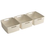 Curver ensemble de paniers de rangement jute 3 pièces m 12 l blanc cassé