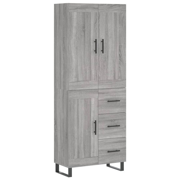 vidaXL Buffet haut Sonoma gris 69 5x34x180 cm Bois d'ingénierie