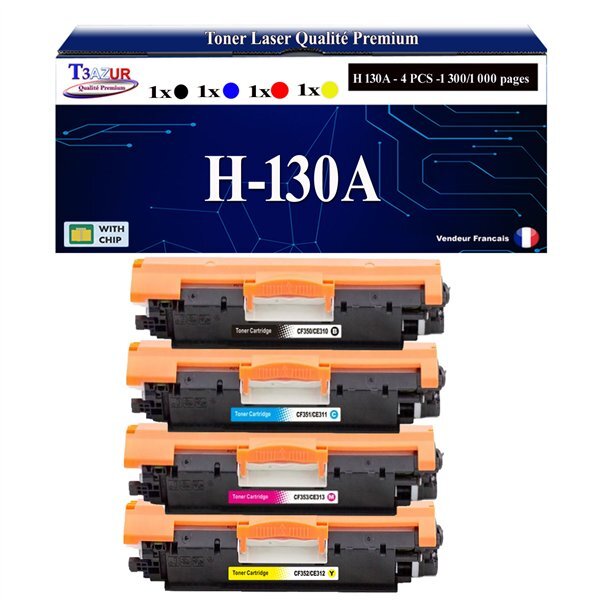 T3AZUR - 4x Toners compatibles avec CF350A CF351A CF352A CF353A 130A pour HP LaserJet Pro MFP M176n M177fw