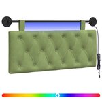 vidaXL Tête de lit suspendue Avec lumière LED Vert clair Velours