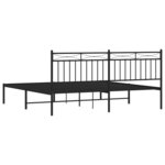 vidaXL Cadre de lit métal avec tête de lit noir 183x213 cm