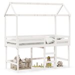 vidaXL Lit superposé et échelle et toit blanc 90x200cm bois pin massif