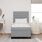 vidaXL Lit à ressorts avec matelas et lumière LED gris clair 90 x 190 cm  tissu