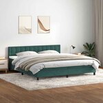 vidaXL Sommier à lattes de lit et matelas et LED vert foncé 180x220cm velours