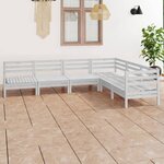 vidaXL Salon de jardin 6 Pièces Bois de pin massif Blanc