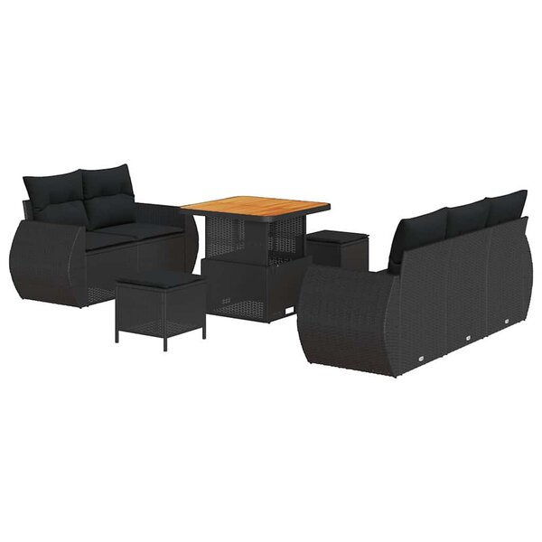 vidaXL Ensemble de canapé de jardin 8 Pièces Noir polyrotin