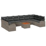 vidaXL Ensemble de canapé de jardin 11 Pièces Gris Poly rotin
