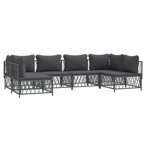 Salon de jardin meuble d'extérieur ensemble de mobilier avec coussins 6 pièces anthracite acier 02_0018312