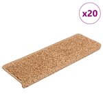 vidaXL Tapis d'escalier 20 pièces 65 x 21 x 4 cm Beige Bord rectangulaire