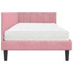 vidaXL Cadre de lit d'angle avec matelas Rose 90 x 200 cm Velours