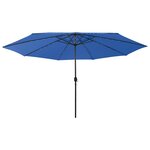 vidaXL Parasol de jardin avec lumières LED et mât en métal bleu azuré